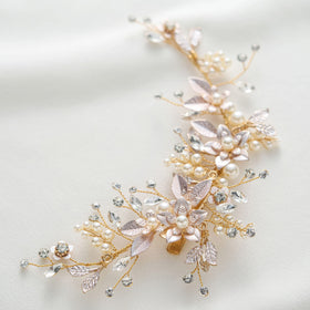 SWEETV Gold wedding hair clip ideal for bridal look and styling.
