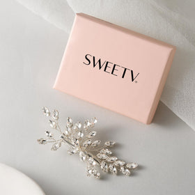SWEETV handmade wedding hair piece showcases craftsmanship with sparkling crystals.