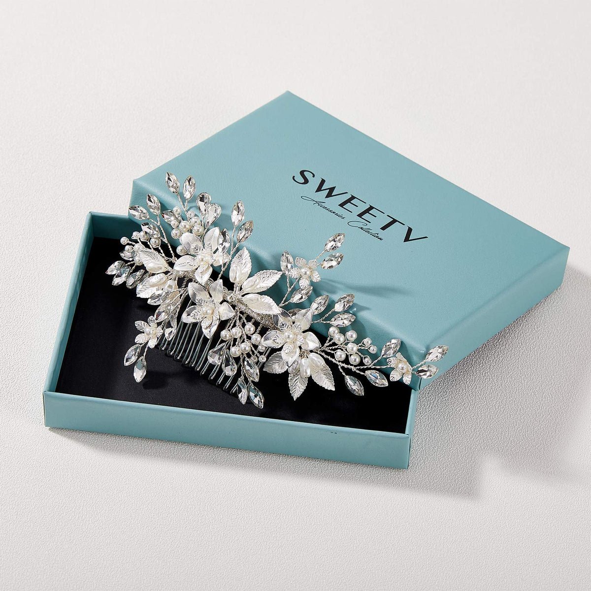 SWEETV pearl crystal hair ornament sparkles with every movement