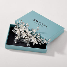 SWEETV pearl crystal hair ornament sparkles with every movement
