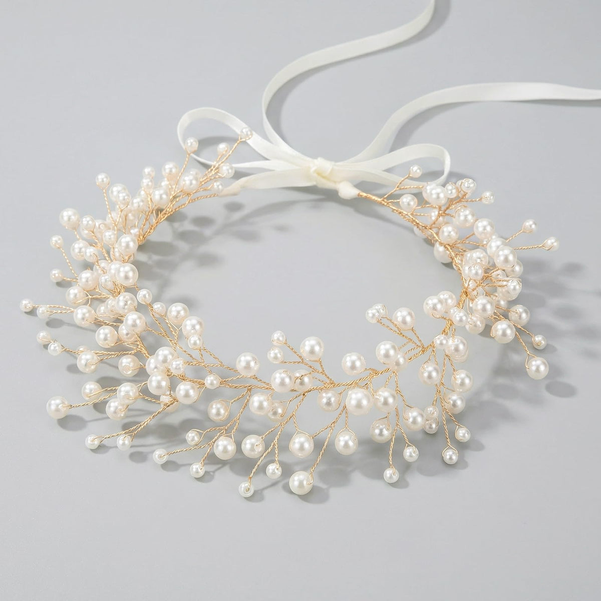 SweetV Pearl Flower Headpiece closeup of pearls for versatility