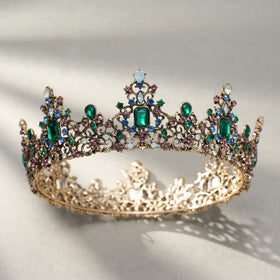 SWEETV prom-birthday green-crown hair accessory elevates formal looks.