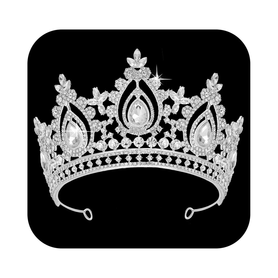 SWEETV Queen Crown crystal wedding tiara for elegant bridal styling