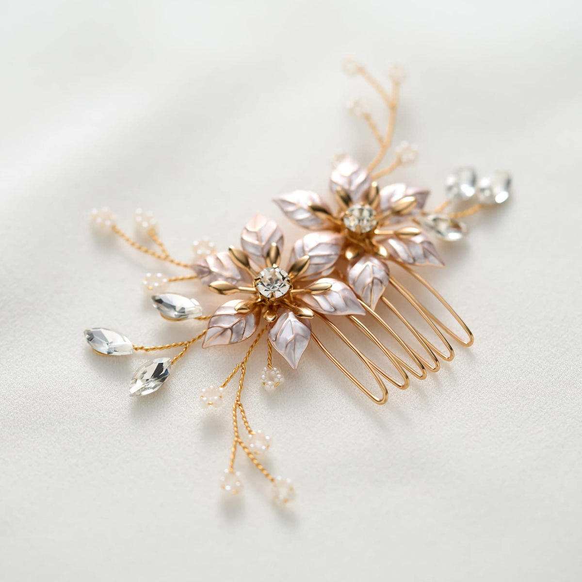 SweetV rhinestone-encrusted comb secures hair with comfortable hold.