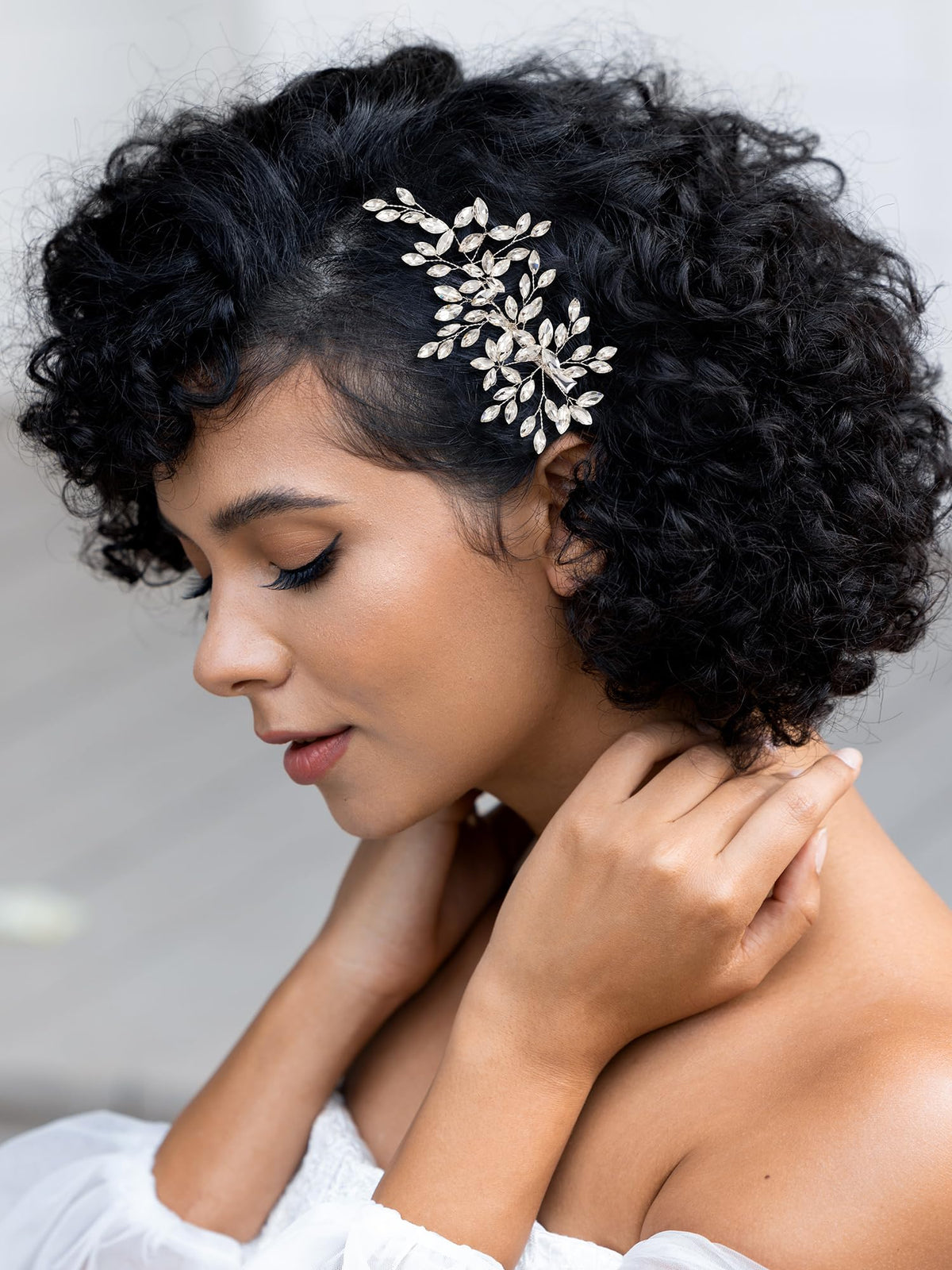 SWEETV rhinestone wedding hair comb with crystal branch ideal for elegant bridal styling