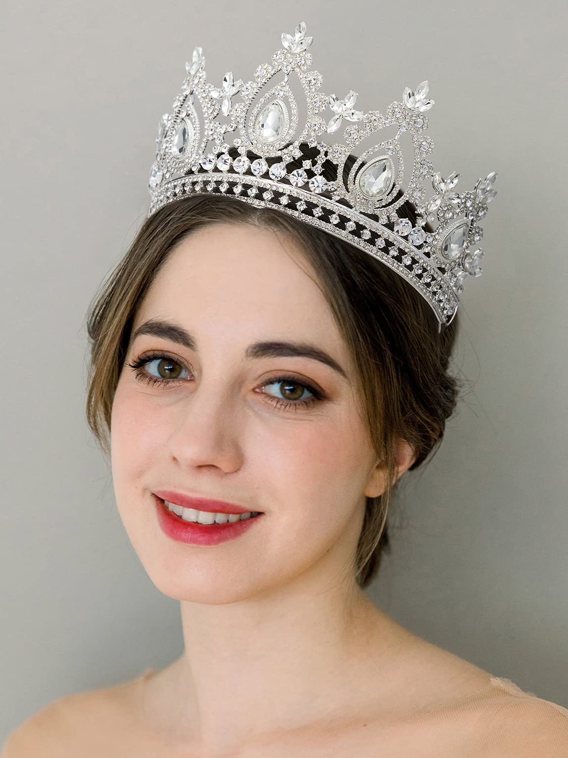 SWEETV silver tiara for prom adds royal polish