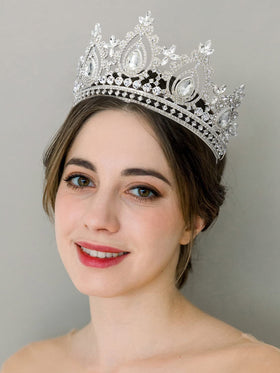 SWEETV silver tiara for prom adds royal polish