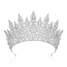 SWEETV Tiara Crown wedding crystal embellishment seen from front for an elegant bridal look