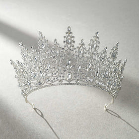 SWEETV Tiara Crown on a wedding hairstyle accentuates the updo