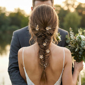 SWEETV large U-shaped pearl hair pin for formal wedding updos with secure grip.