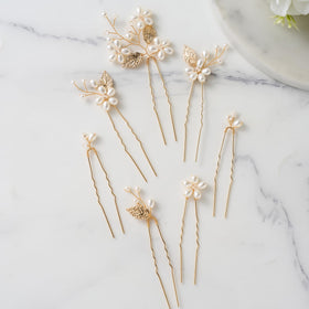 SweetV wedding hair pin set with rhinestones and pearls for bridesmaids or brides