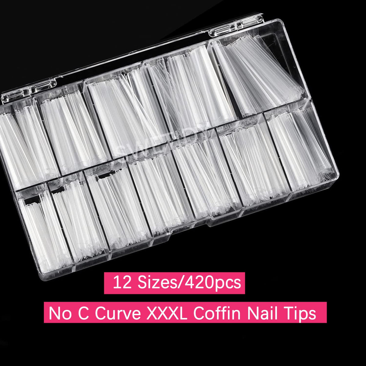 SWETIDY flat half-cover tips in clear ABS for easy shaping and natural finish.