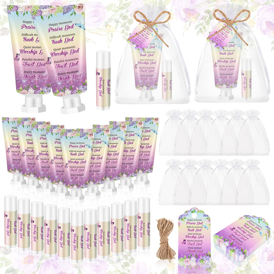 Swiffen bible gift set display with hand cream and lip balm for sharing