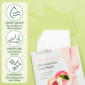 Swiffen fruit foot mask application on feet demonstrating easy wear