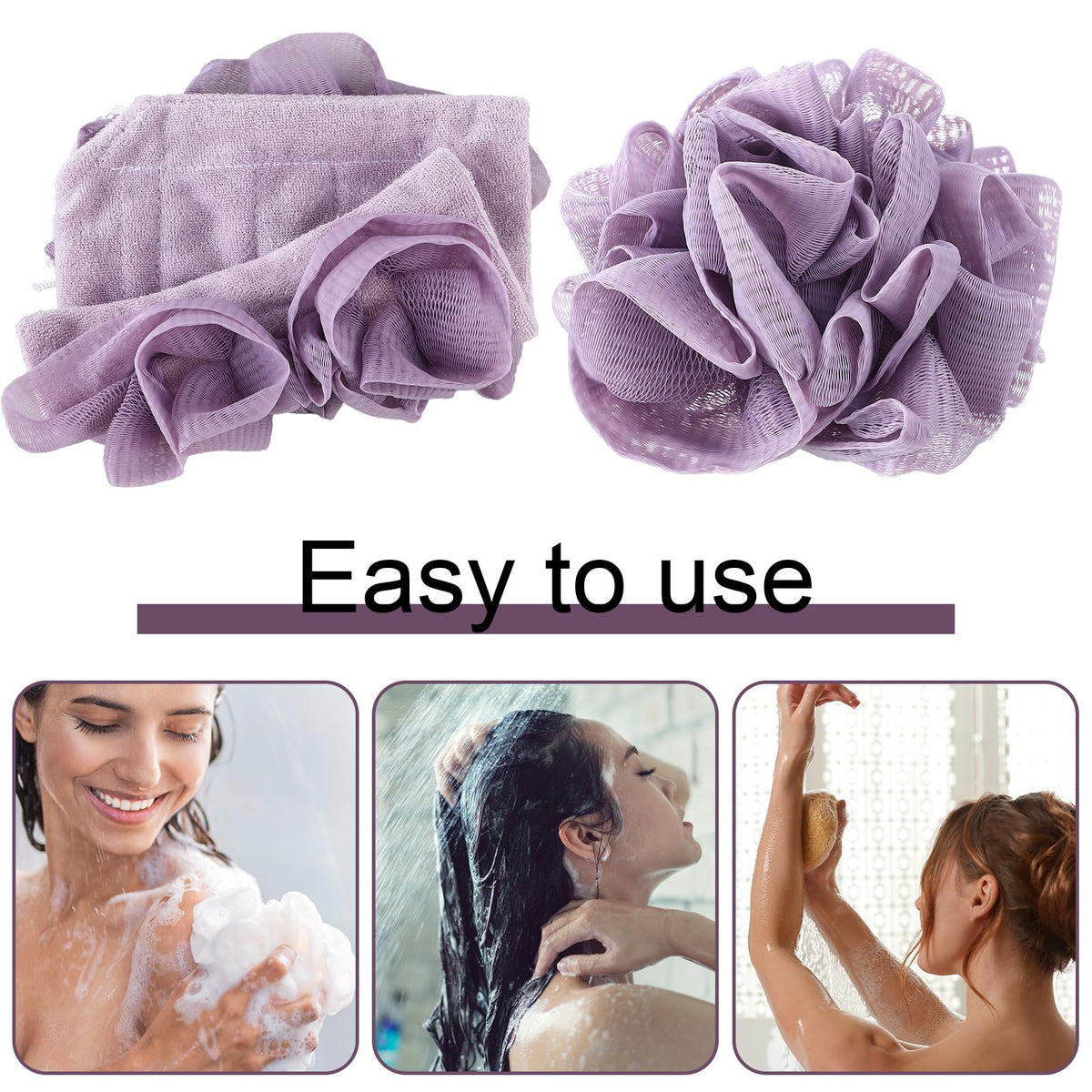 PE material soft loofah delivers a comfortable touch suitable for sensitive skin.