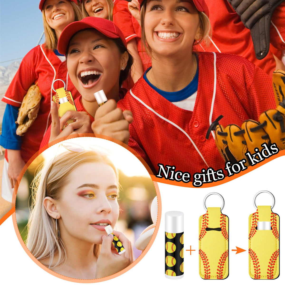 Swiffen softball keychain holder yellow closeup highlighting durable design