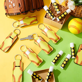 Swiffen softball keychain holder yellow, handy accessory for bags and keys