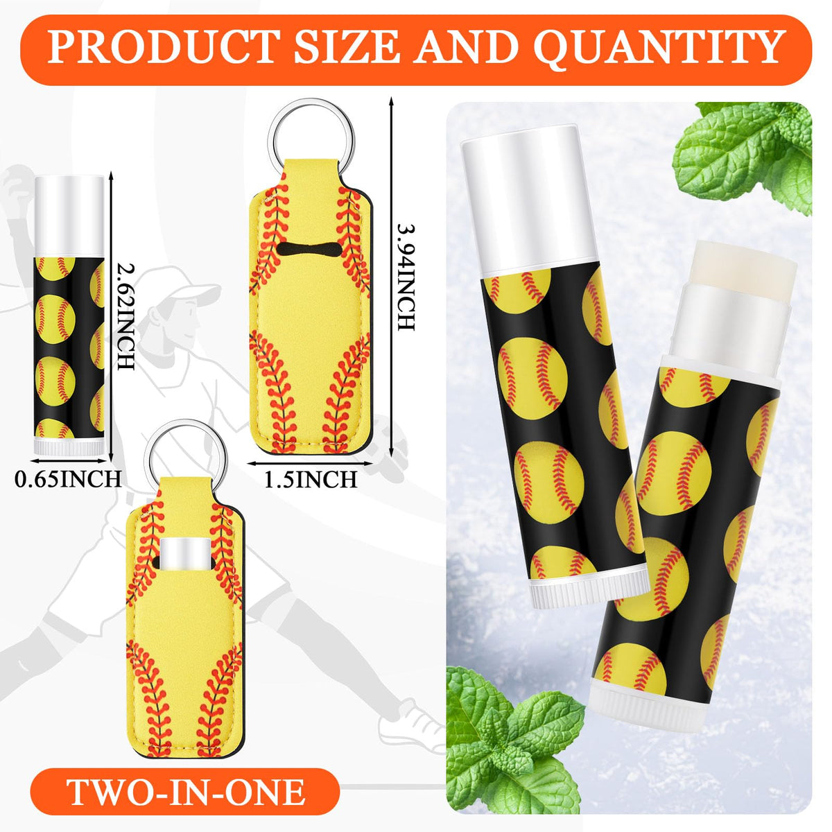 Swiffen softball lip balm holder yellow closeup showing sturdy charm