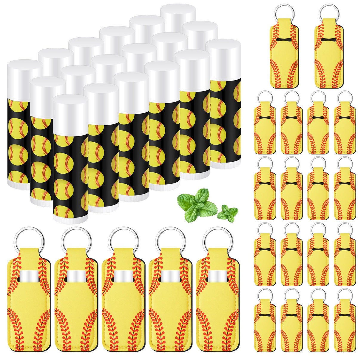 Swiffen softball lip balm holder yellow, accessible on the go