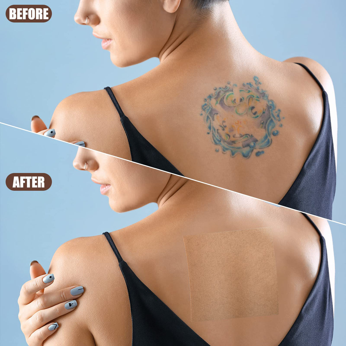 Swiffen tattoo cover up tape application step demonstrates easy placement
