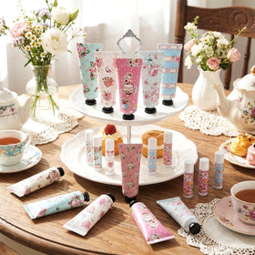 Swiffen lip balm set in pink packaging, portable hydration on the go.