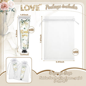 Swiffen wedding themed hand cream with white green gold design