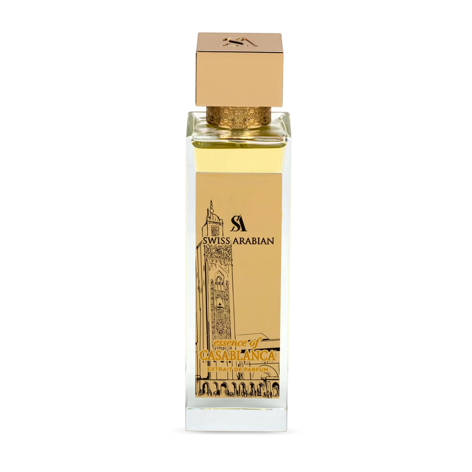 Swiss Arabian Casablanca bottle front view, elegant presentation for gifting.