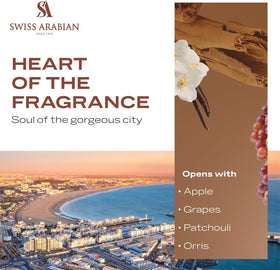 Swiss Arabian Casablanca packaging box highlights luxury Arabian perfumery.