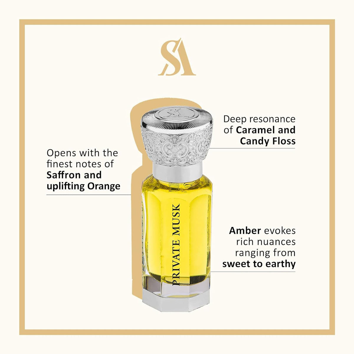 Swiss Arabian Private Musk cap open revealing luxurious perfumed oil for everyday wear