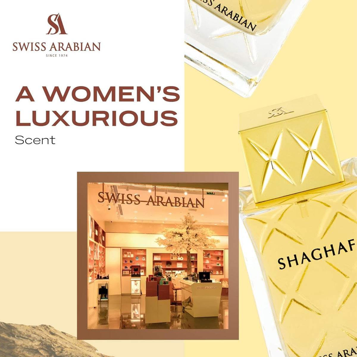 Swiss Arabian Shaghaf feminine apple note adds a crisp, inviting opening.