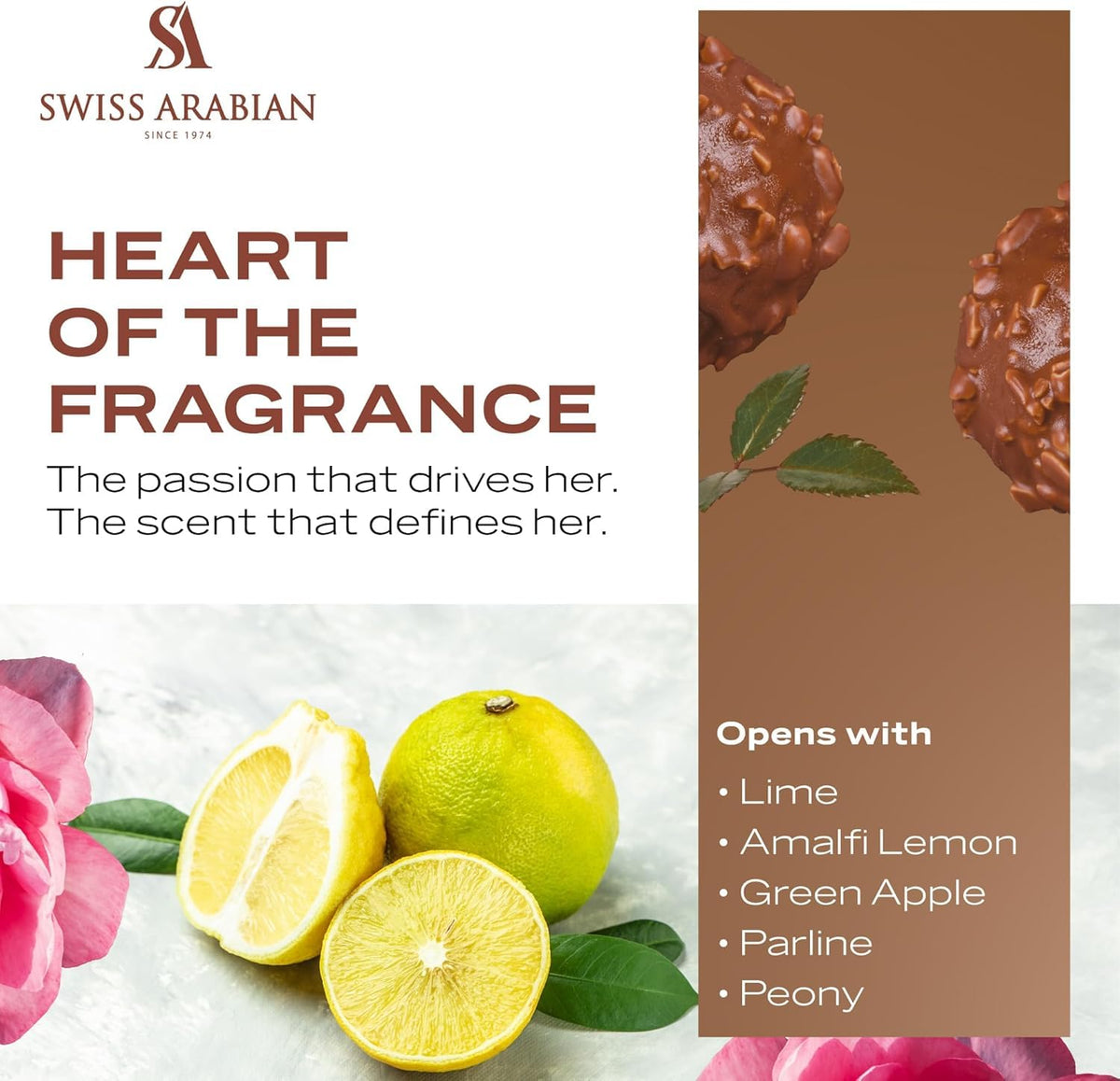 Swiss Arabian Shaghaf feminine cedarwood-musk base provides lasting warmth.