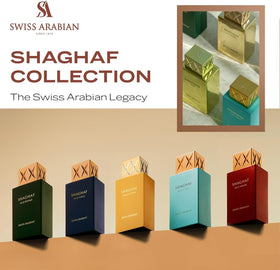 Swiss Arabian Shaghaf Oud Aswad amber glow under light suggests warm, inviting aroma.