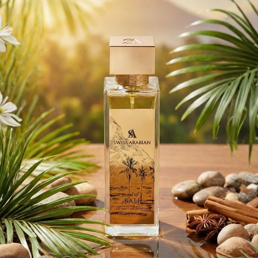 Soul of Bali bottle in sun display suggesting daytime wear and brightness