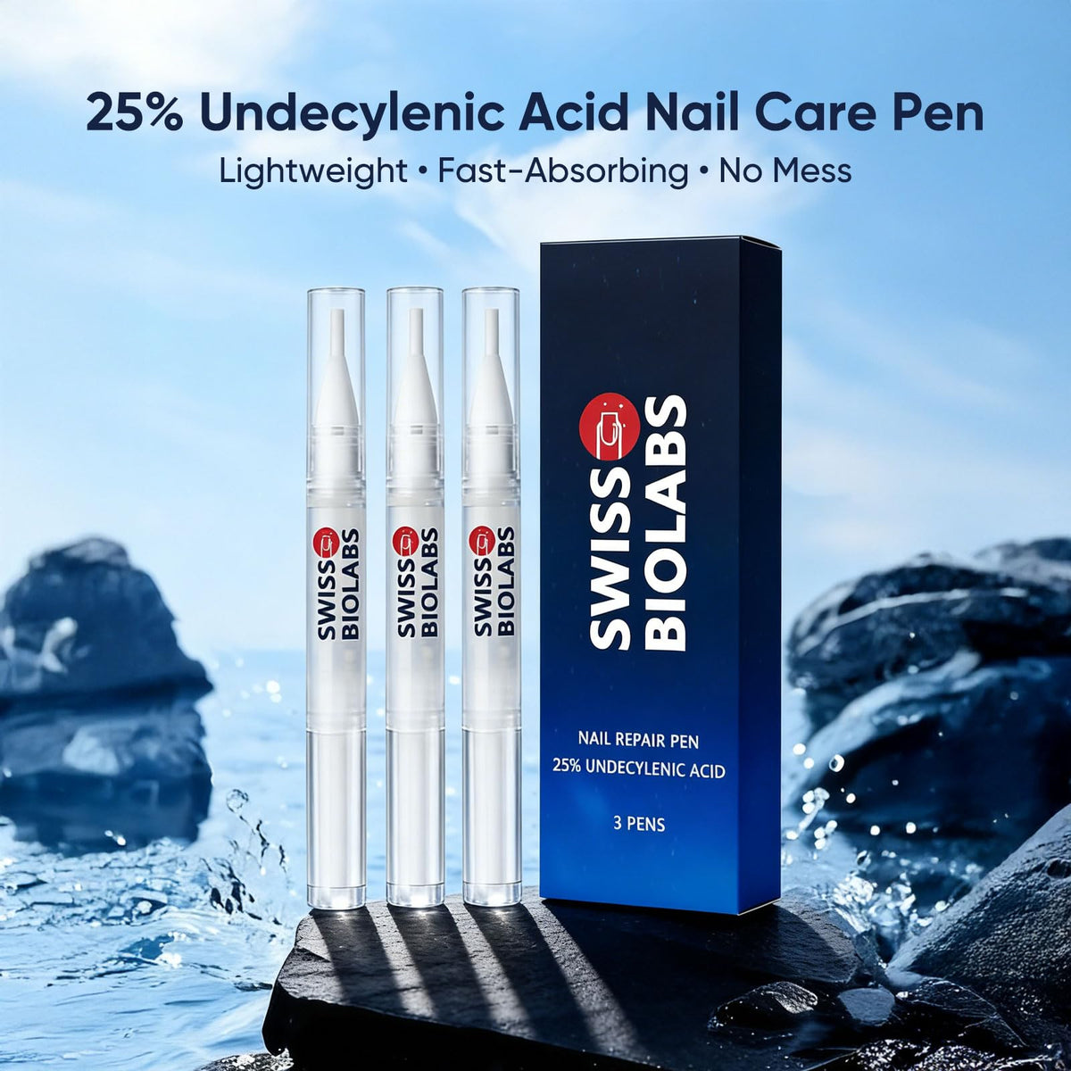 Closeup of Swiss Biolabs Nail Fungus Pen bottle and labeling