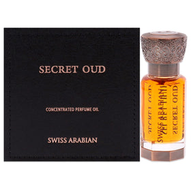 Swiss Arabian Secret Oud bottle closeup, premium aroma for daily elegance.