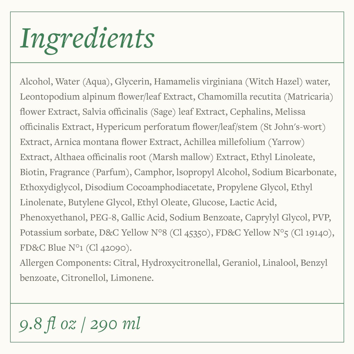 Ingredients label of SwissJust Arnica Balm showing arnica and botanicals.