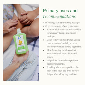 SwissJust Arnica Balm applied to the neck area for cooling comfort.