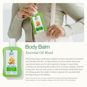 SwissJust Arnica Balm applied to a bruised area for soothing ease.