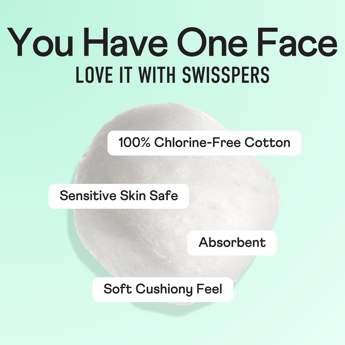 Versatile Swisspers cotton balls suitable for skincare, makeup, and household use.