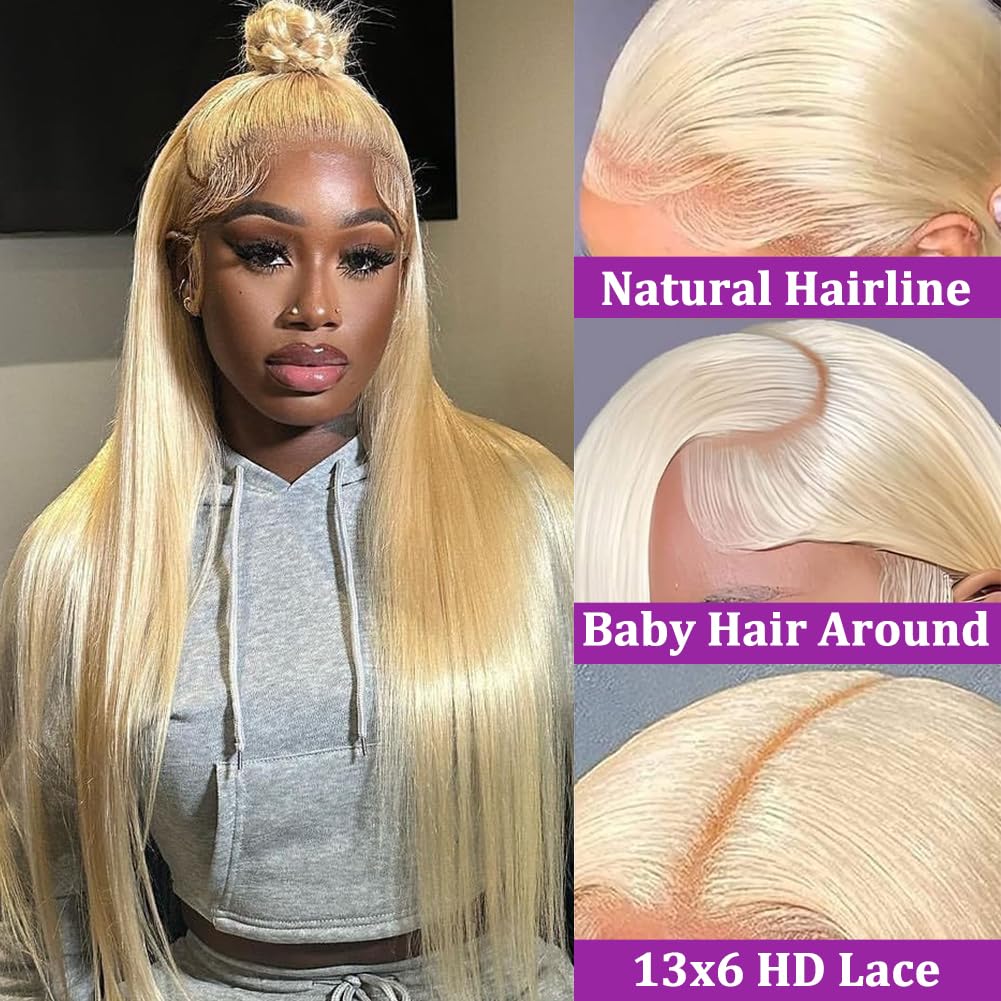 SWOTHEW 613 blonde 13x6 lace front cap enables versatile parting.