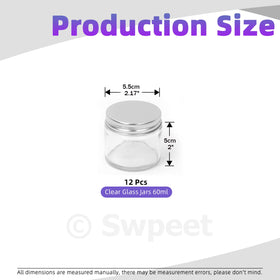 Swpeet 60ml round glass jar with silver lid, airtight to prevent leaks.