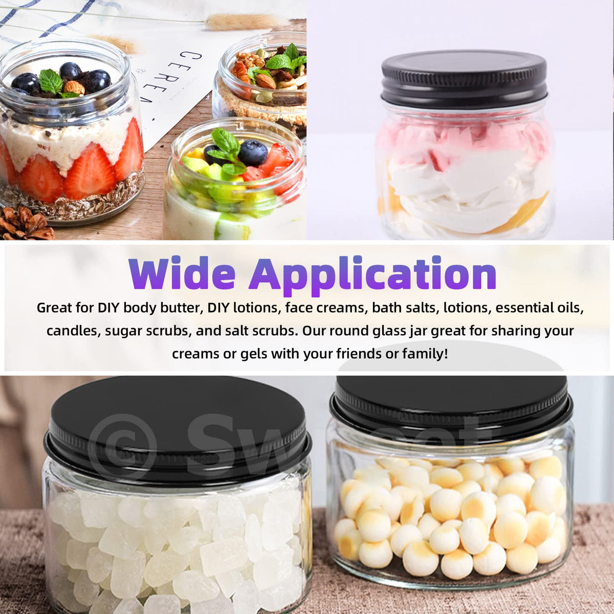 Swpeet compact glass containers help organize beauty essentials.
