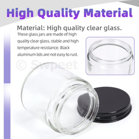 Swpeet durable thick glass 2oz jar suited for creams and oils.
