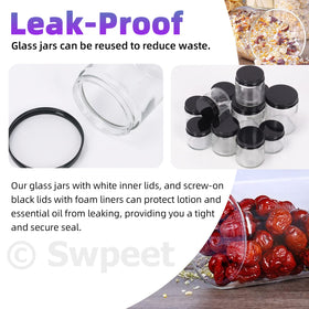 Swpeet multiuse glass jars for creams, lotions, candles and more.