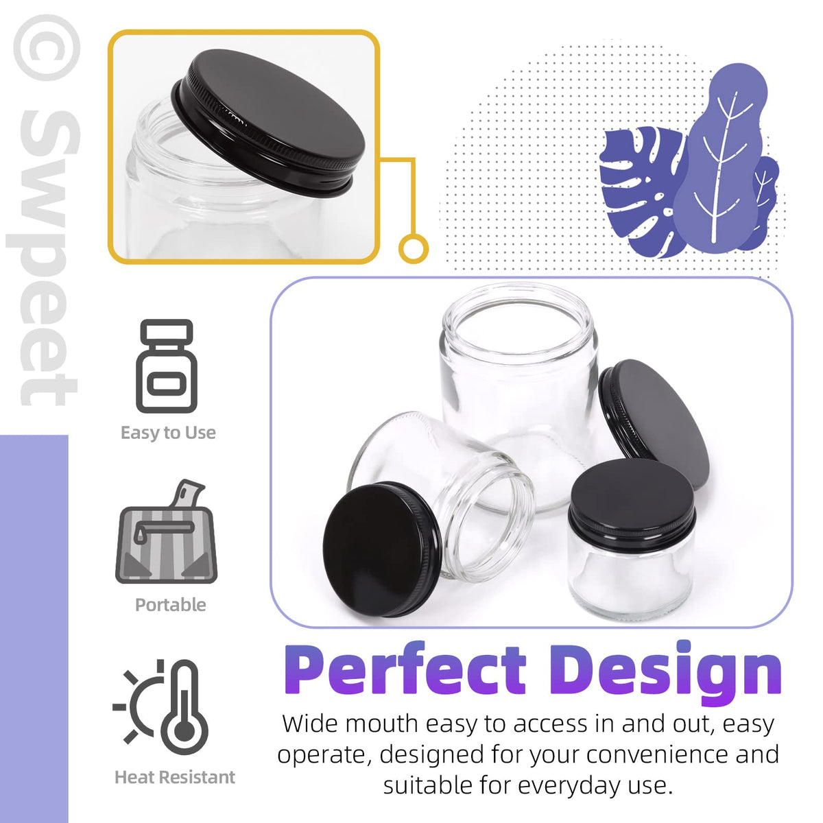 Swpeet travel-friendly cosmetic jar fits in bags for on the go routines.