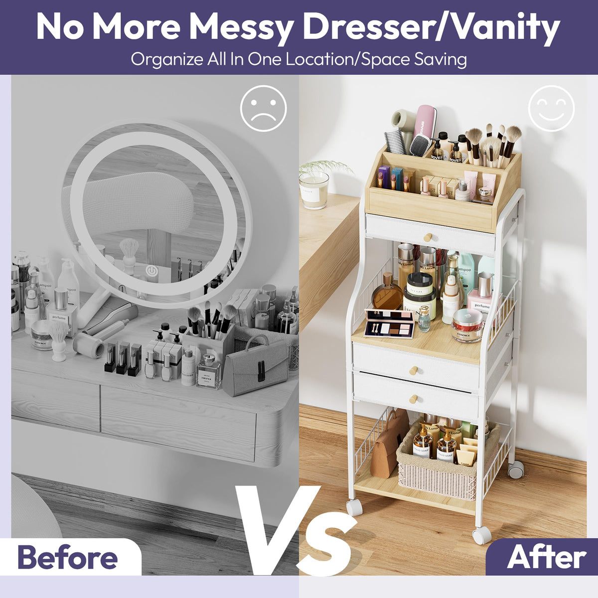 SWTYMIKI elegant gold knobs add a stylish touch to makeup storage.