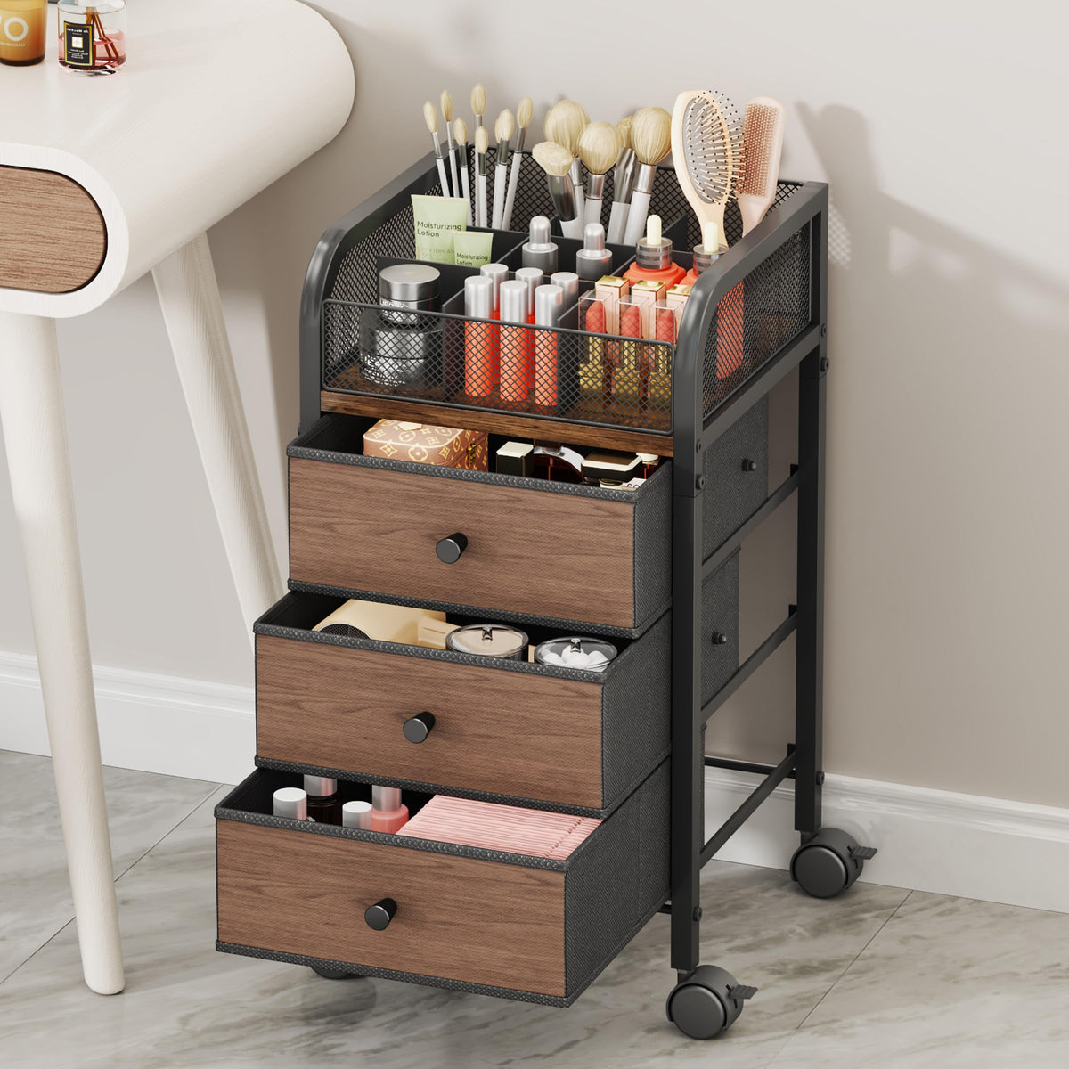 SWTYMIKI cart with 360° wheels enables smooth, flexible movement.