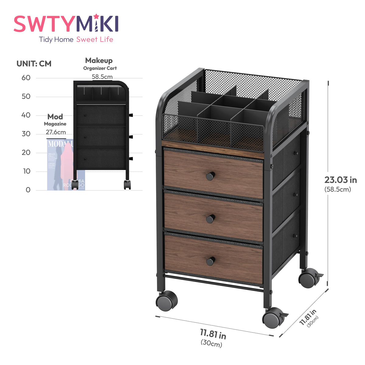 SWTYMIKI metal-frame cart provides durable daily use support.