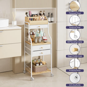 SWTYMIKI top compartments organized for lipsticks and brushes, improving visibility.
