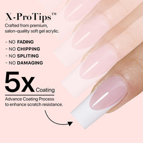 SXC gel finish creates a natural-looking French manicure in minutes.